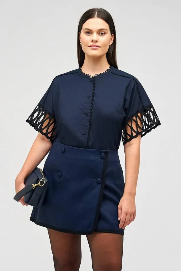 Oroton Tops Women Lace Trim Blouse North Sea