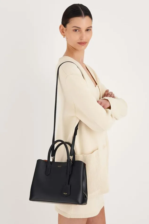 Oroton Work Women Muse Small Three Pocket Day Bag Black