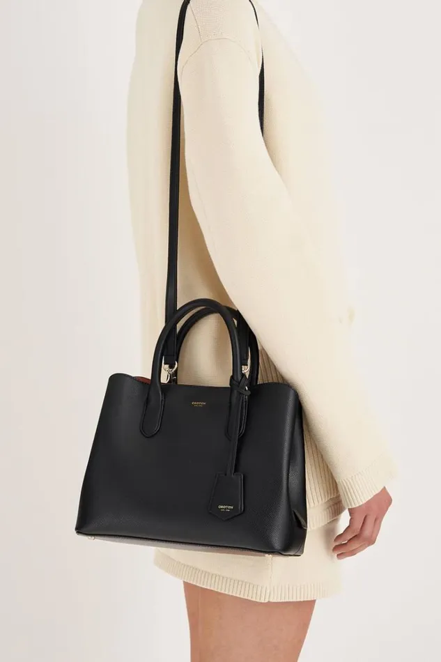 Oroton Work Women Muse Small Three Pocket Day Bag Black