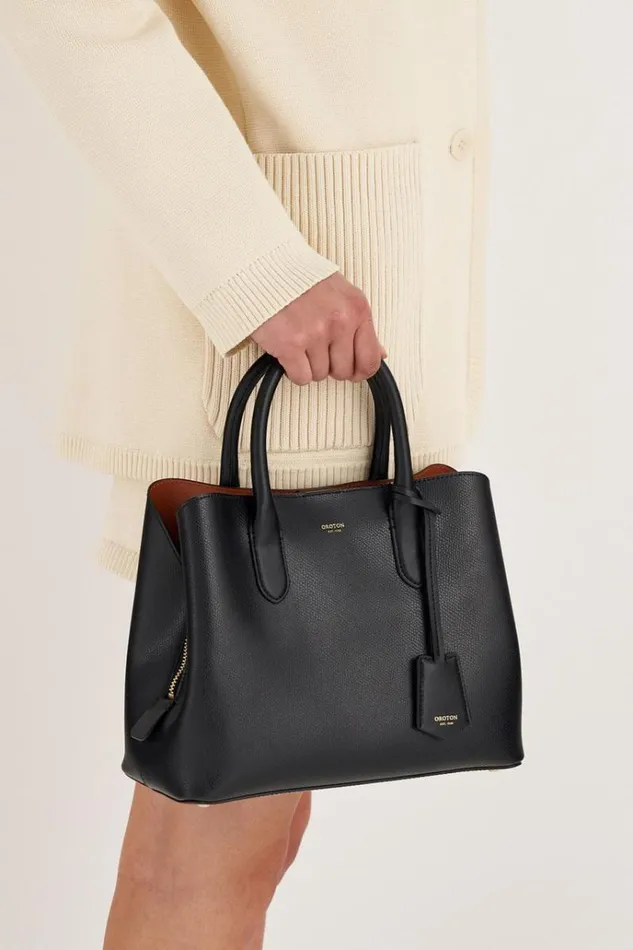 Oroton Work Women Muse Small Three Pocket Day Bag Black