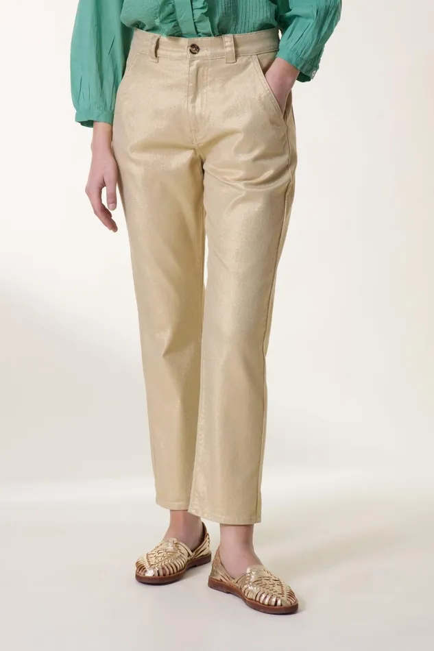 Pants and Jeans Women Leon and Harper Pantalon Edgara Dulce Gold