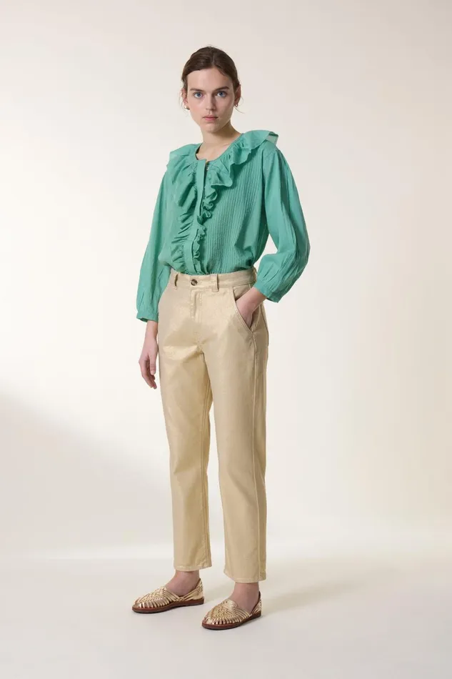 Pants and Jeans Women Leon and Harper Pantalon Edgara Dulce Gold