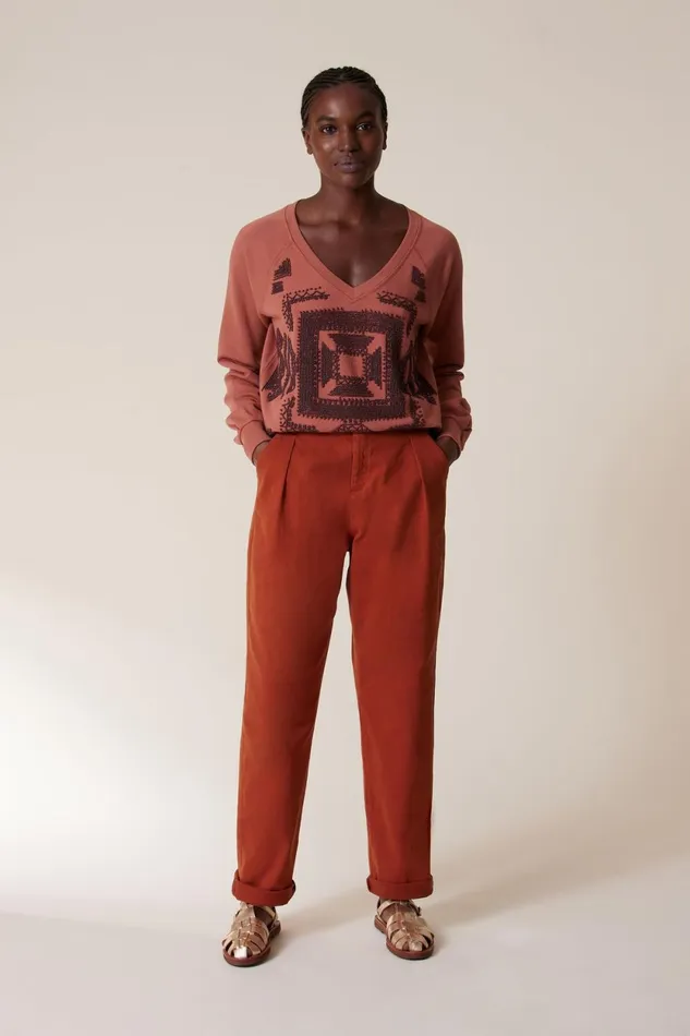 Pants and Jeans Women Leon and Harper Prodige Pl2 Pants Terracotta