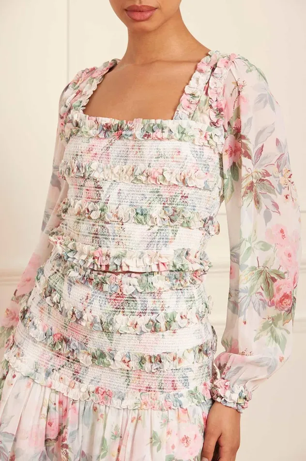 Paradise Garden Maria Chiffon Crop Top Multi Women Needle and Thread Tops