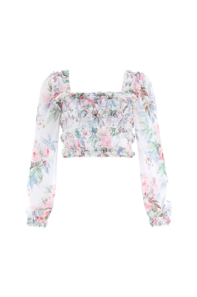 Paradise Garden Maria Chiffon Crop Top Multi Women Needle and Thread Tops