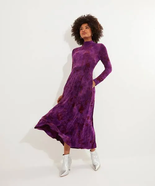 Petite Collection Joebrowns Apparel Truly Remarkable Flocked Jersey Dress Purple