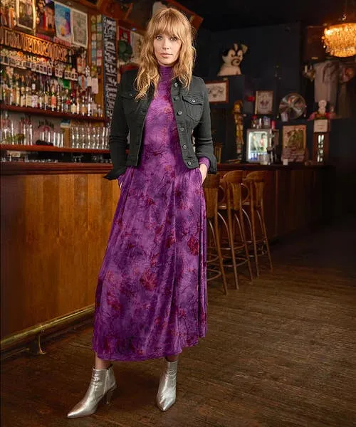 Petite Collection Joebrowns Apparel Truly Remarkable Flocked Jersey Dress Purple Petite Collection Joebrowns Apparel Truly Remarkable Flocked Jersey Dress Purple