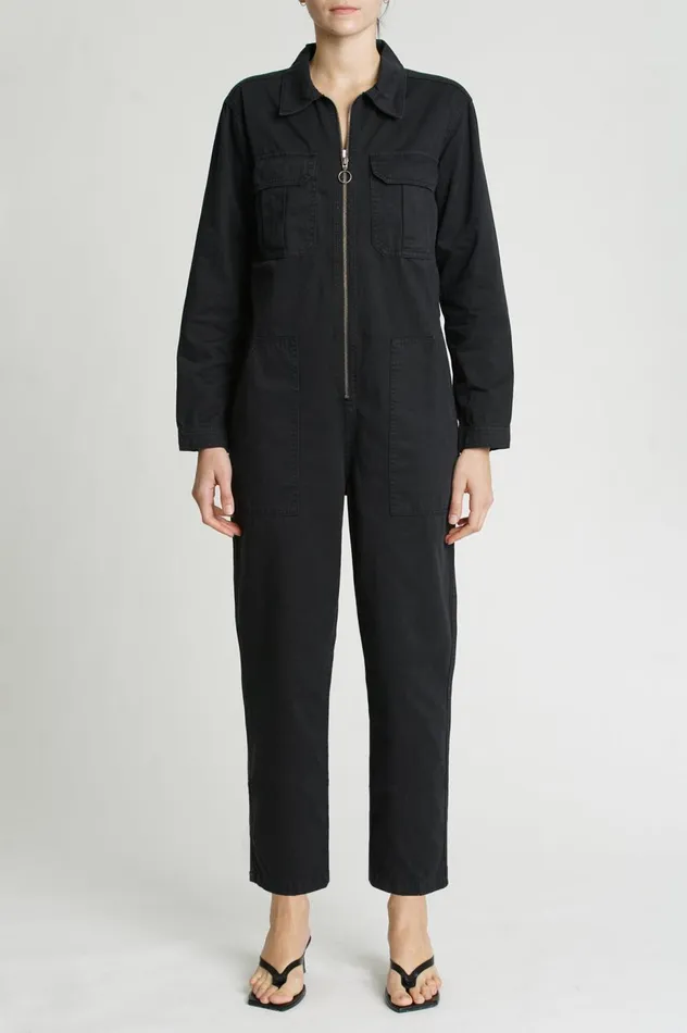 Pistola Denim Alison Zipper Jumpsuit 8211 Fade To Black Women Jumpsuits and Dresses