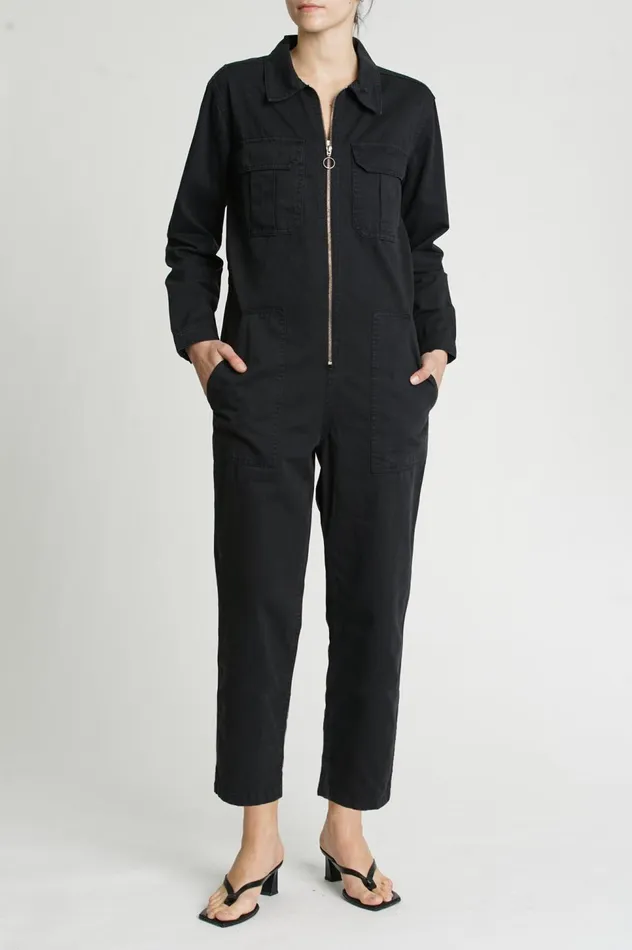 Pistola Denim Alison Zipper Jumpsuit 8211 Fade To Black Women Jumpsuits and Dresses