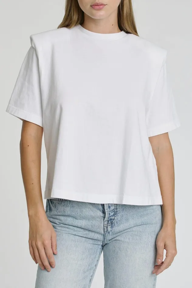 Pistola Denim Brileigh Shoulder Pad Pleat Tee 8211 Le Blanc Women Tops