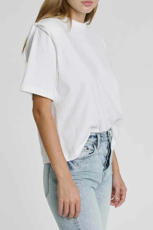 Pistola Denim Brileigh Shoulder Pad Pleat Tee 8211 Le Blanc Women Tops