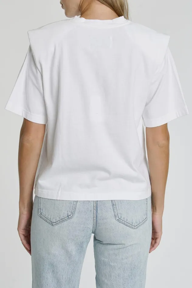 Pistola Denim Brileigh Shoulder Pad Pleat Tee 8211 Le Blanc Women Tops
