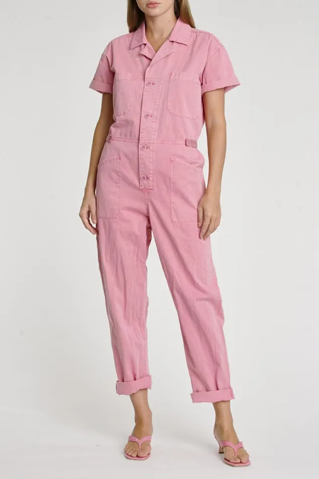 Pistola Denim Grover Short Sleeve Field Suit 8211 Flamingo Women Jumpsuits and Dresses