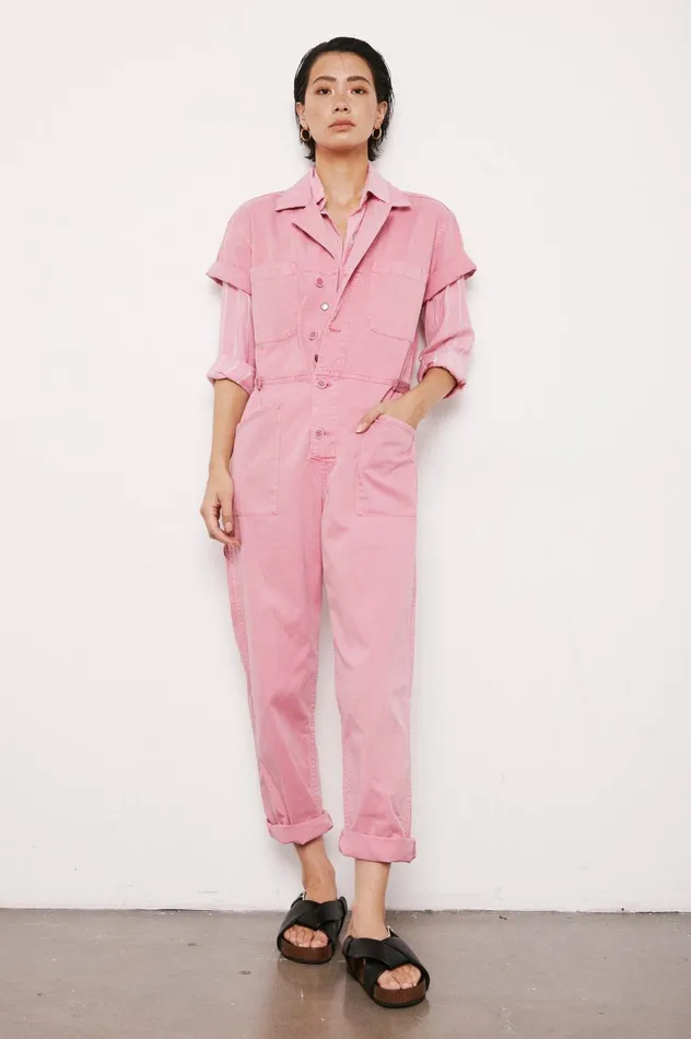 Pistola Denim Grover Short Sleeve Field Suit 8211 Flamingo Women Jumpsuits and Dresses
