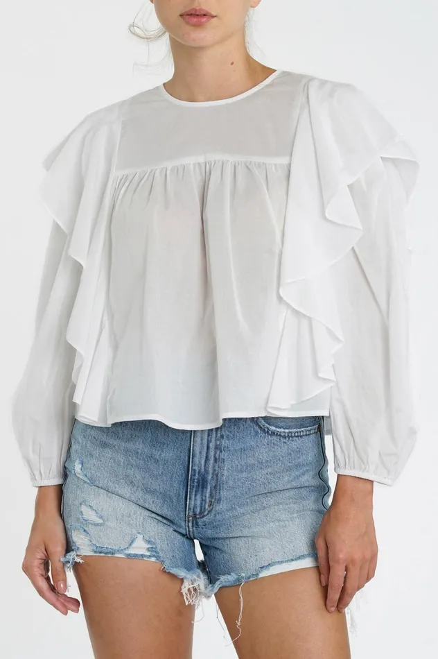 Pistola Denim Kaelynn Ruffle Top 8211 Le Blanc Women Tops