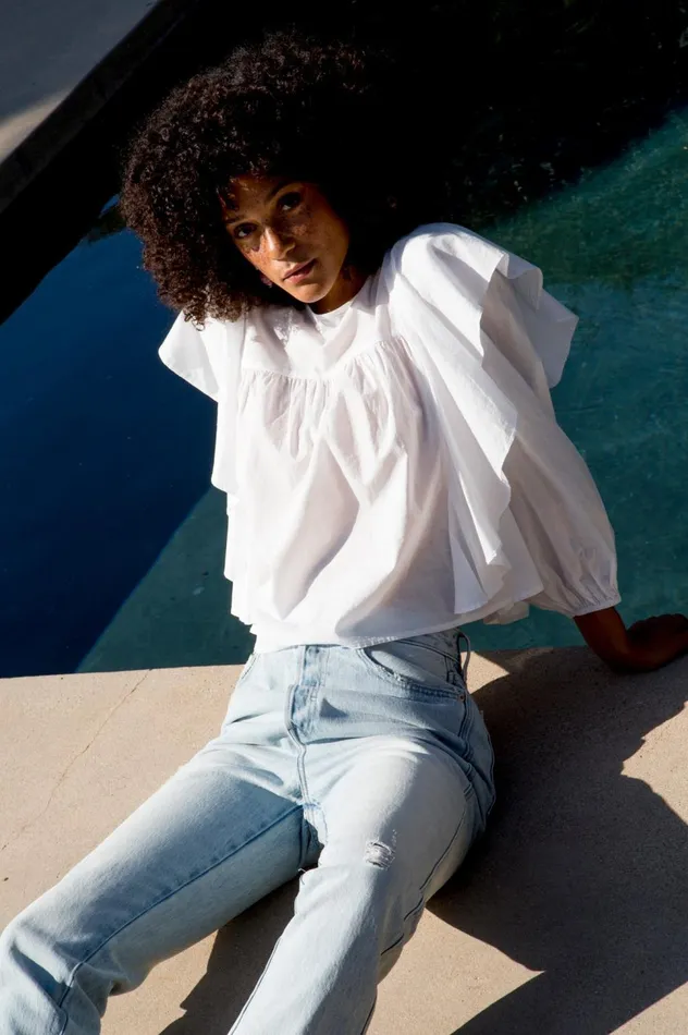 Pistola Denim Kaelynn Ruffle Top 8211 Le Blanc Women Tops