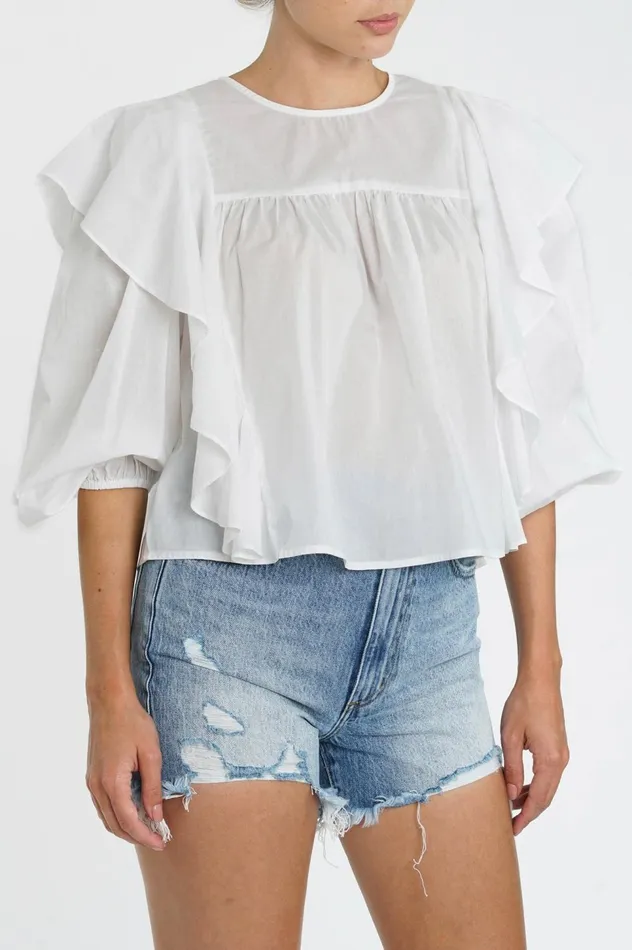 Pistola Denim Kaelynn Ruffle Top 8211 Le Blanc Women Tops