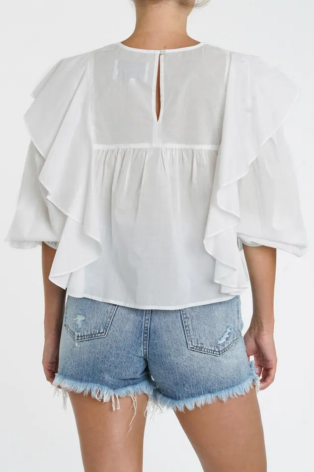 Pistola Denim Kaelynn Ruffle Top 8211 Le Blanc Women Tops