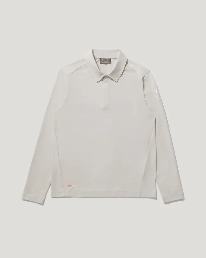 Polo Shirts Men Belstaff Challenger Long Sleeve Polo Harbour Grey