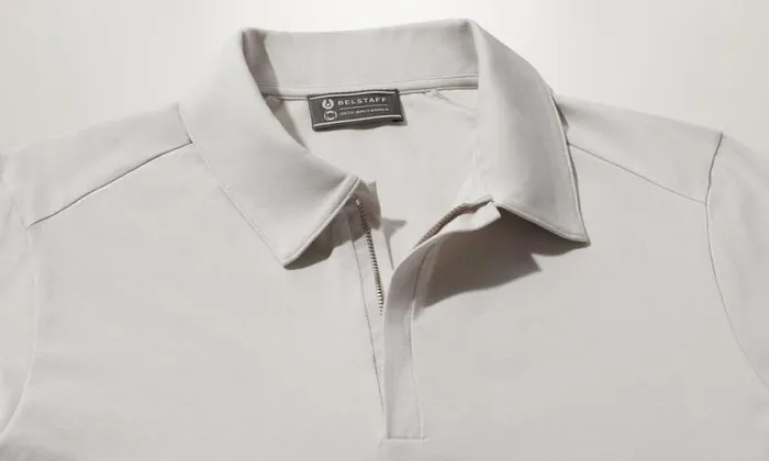 Polo Shirts Men Belstaff Challenger Long Sleeve Polo Harbour Grey