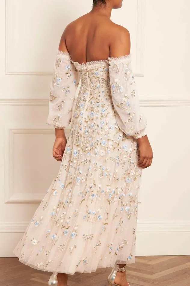 Posy Pirouette OffShoulder Ankle Gown Champagne Women Needle and Thread Dresses