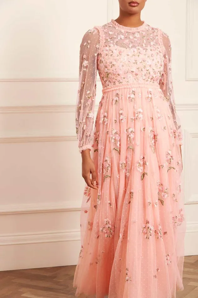 Posy Round Neck Gown Coral Women Needle and Thread Dresses