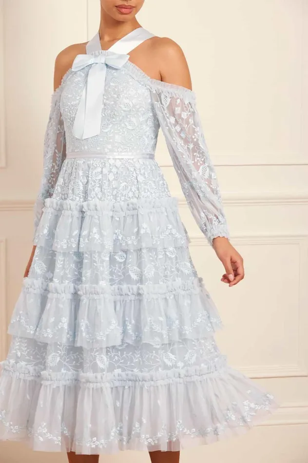 Primrose Long Sleeve Midaxi Dress Blue Women Needle and Thread Dresses
