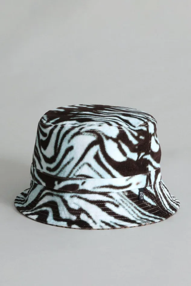 R13 Accessories Men Reversible Bucket Hat 8211 Pale Blue Tiger With Leopard