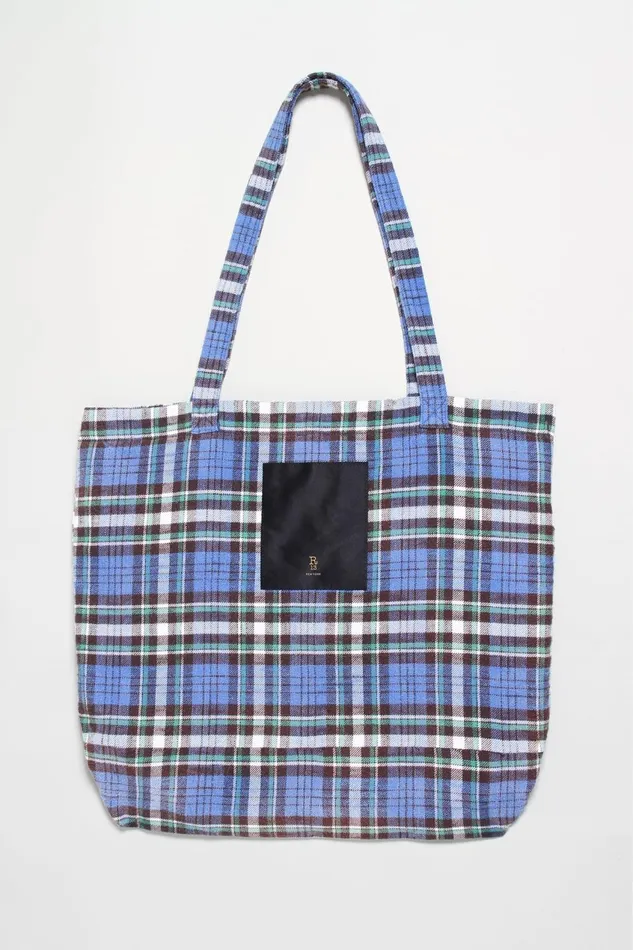 R13 Bags Women MEDIUM TOTE BAG 8211 BLUEGREEN PLAID