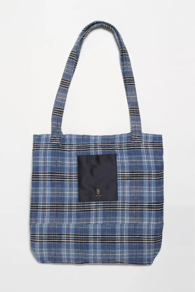 R13 Bags Women MEDIUM TOTE BAG 8211 BLUE PLAID