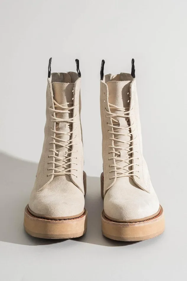 R13 Boots Women SINGLE STACK BOOT 8211 KHAKI SUEDE