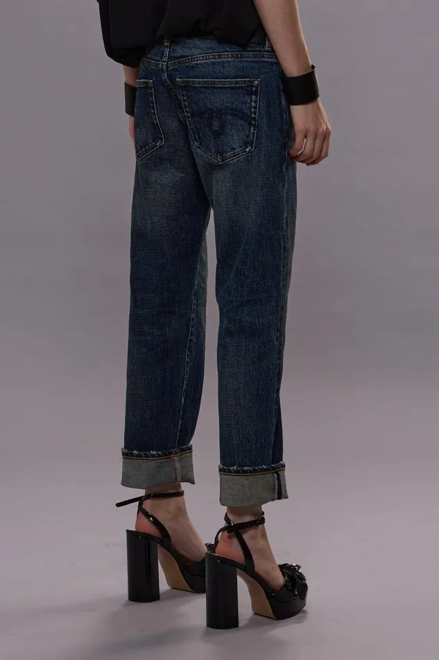 R13 Boy Straight Women BOY STRAIGHT JEANS 8211 MELVIN BLUE STRETCH