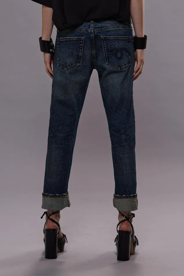 R13 Boy Straight Women BOY STRAIGHT JEANS 8211 MELVIN BLUE STRETCH