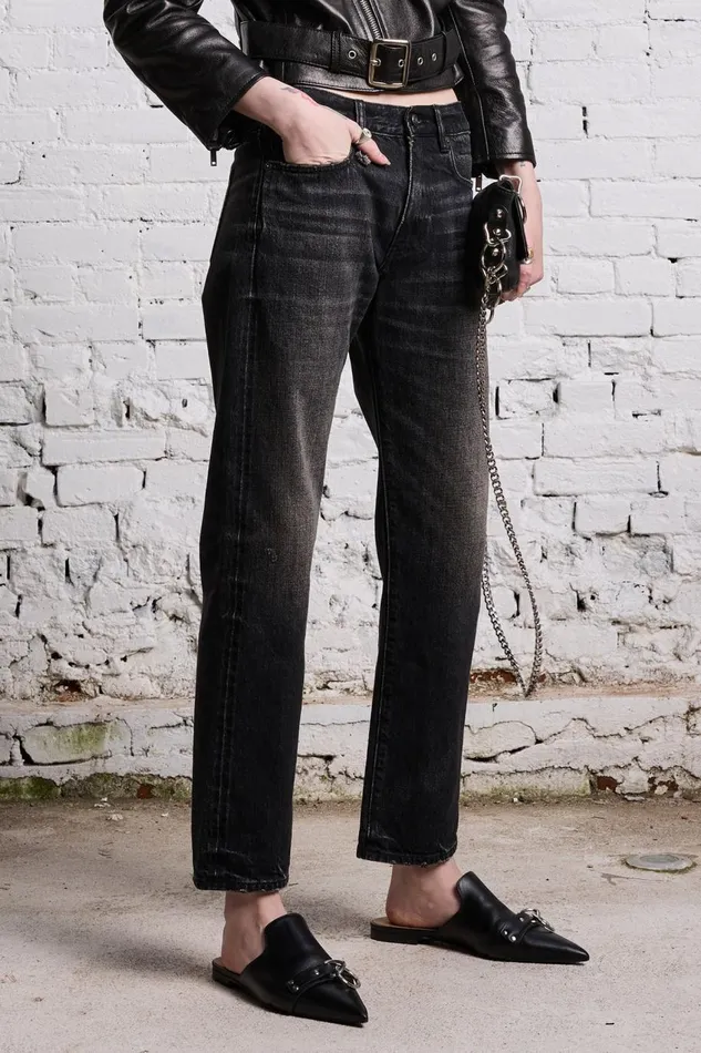 R13 Boyfriend Women ROMEO JEAN 8211 ETON SELVEDGE BLACK