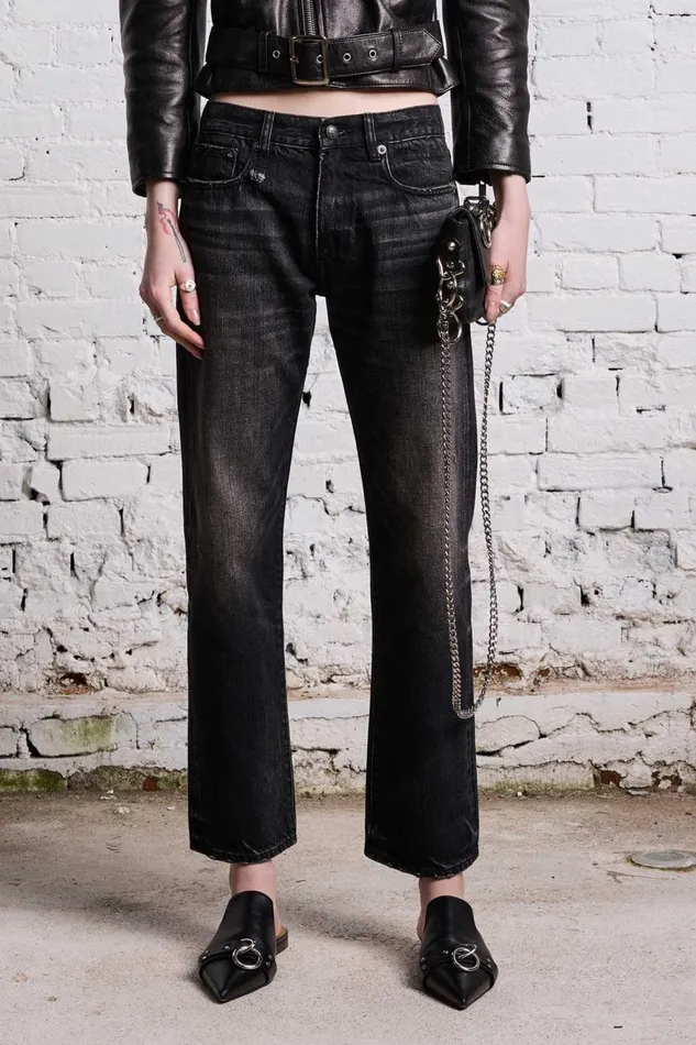 R13 Boyfriend Women ROMEO JEAN 8211 ETON SELVEDGE BLACK