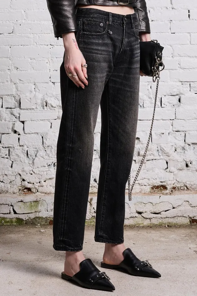 R13 Boyfriend Women ROMEO JEAN 8211 ETON SELVEDGE BLACK