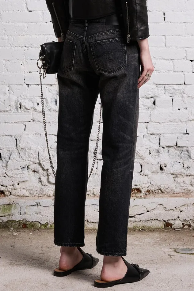 R13 Boyfriend Women ROMEO JEAN 8211 ETON SELVEDGE BLACK