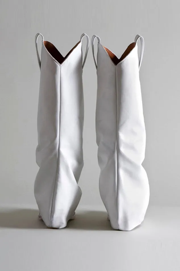 R13 Cowboys Women MID COWBOY BOOTS WITH SLEEVE 8211 WHITE LEATHER R13 Cowboys Women MID COWBOY BOOTS WITH SLEEVE 8211 WHITE LEATHER