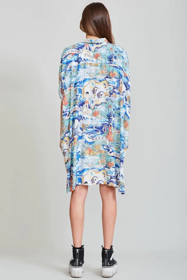 R13 Dresses and Skirts Women Oversized Boxy Hawaiian Dress Denim