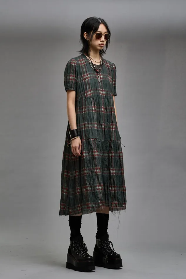 R13 Dresses and Skirts Women RELAXED MIDI 8211 MARSH GREEN PLAID