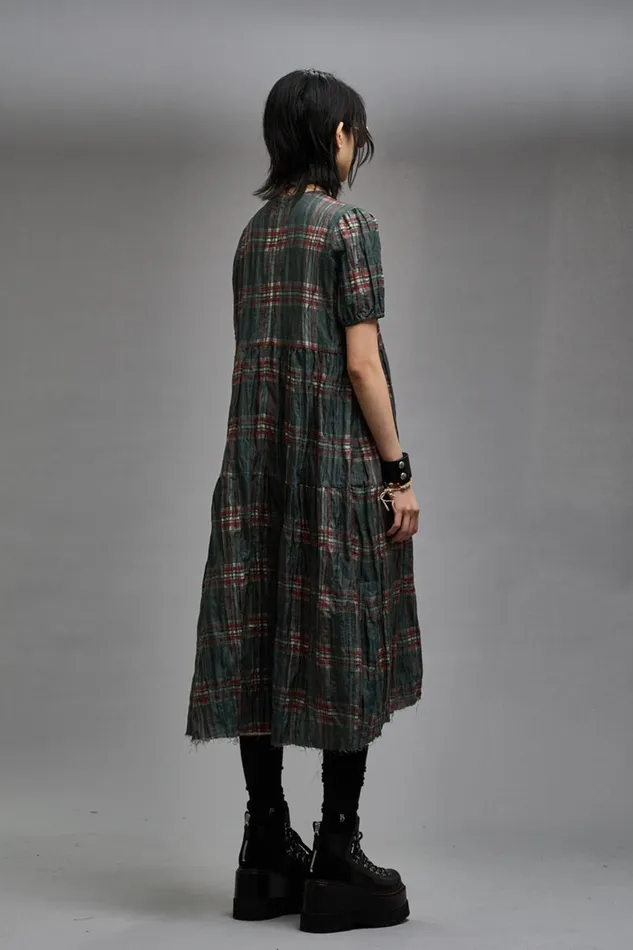 R13 Dresses and Skirts Women RELAXED MIDI 8211 MARSH GREEN PLAID