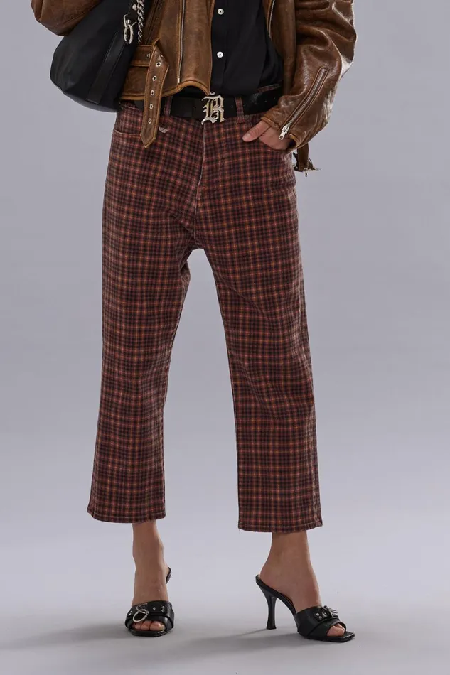 R13 Drop Women TAILORED DROP JEAN 8211 PRINTED AUBURN PLAID