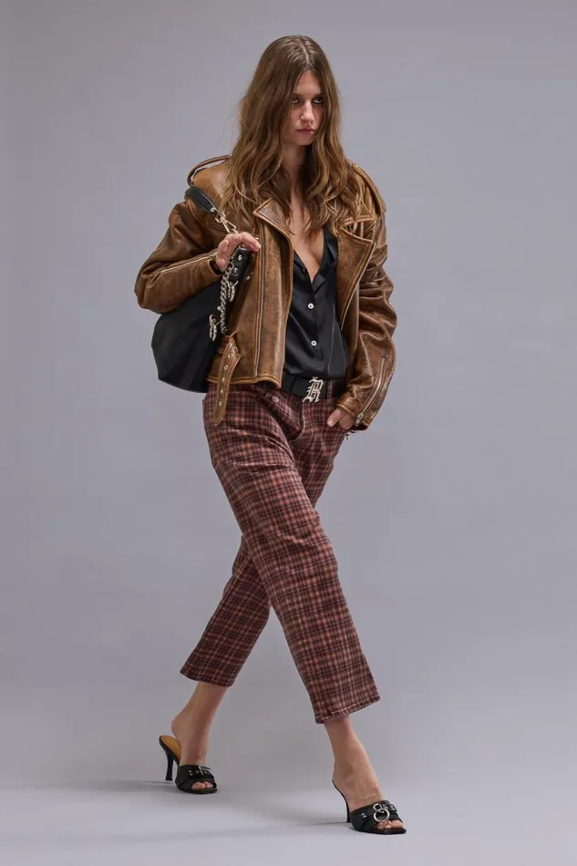 R13 Drop Women TAILORED DROP JEAN 8211 PRINTED AUBURN PLAID