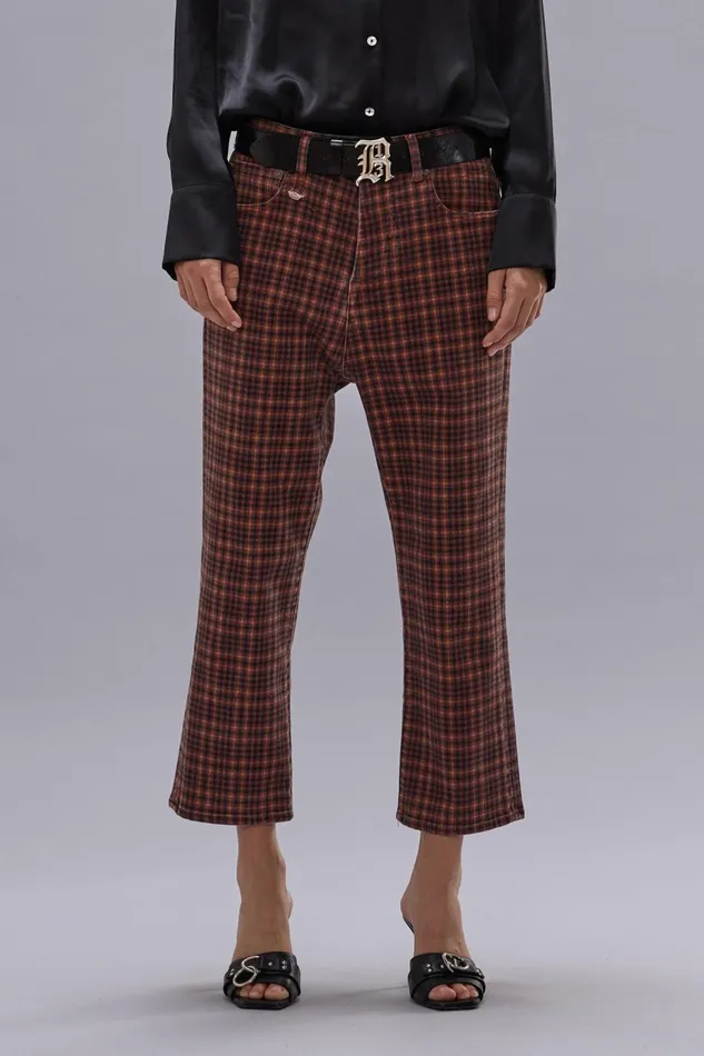 R13 Drop Women TAILORED DROP JEAN 8211 PRINTED AUBURN PLAID