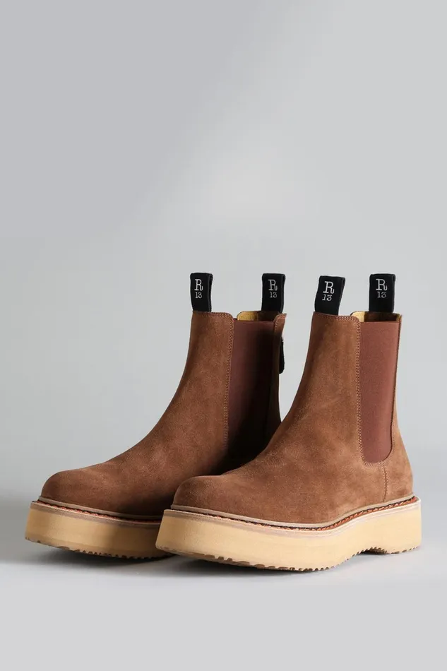 R13 Footwear Men MEN039S SINGLE STACK CHELSEA BOOT 8211 BROWN SUEDE