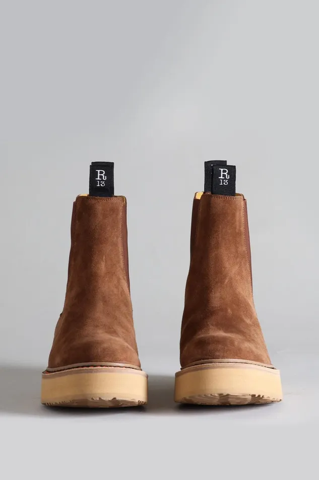 R13 Footwear Men MEN039S SINGLE STACK CHELSEA BOOT 8211 BROWN SUEDE