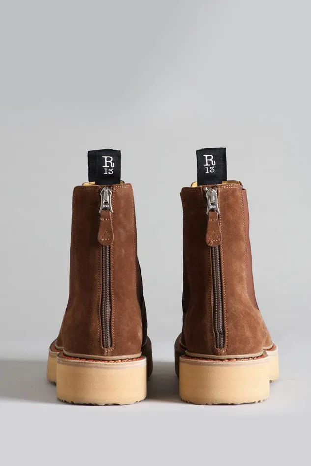 R13 Footwear Men MEN039S SINGLE STACK CHELSEA BOOT 8211 BROWN SUEDE