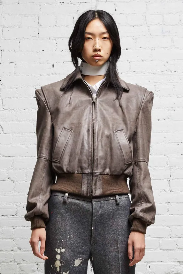 R13 Jackets and Coats Women AMERICANA ZIP JACKET 8211 DISTRESSED GREY