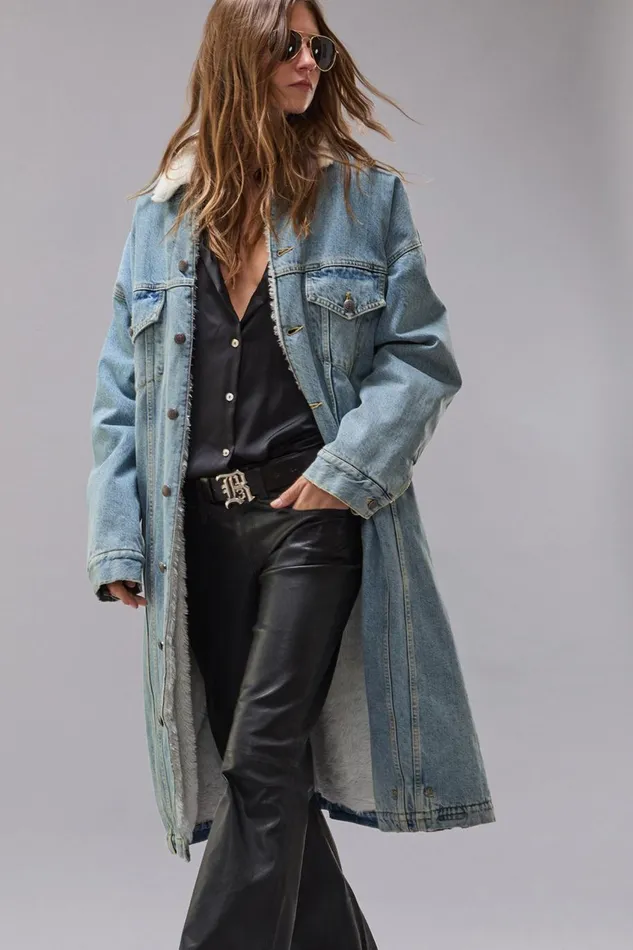 R13 Jackets and Coats Women LYLE TRUCKER COAT 8211 SLATE BLUE