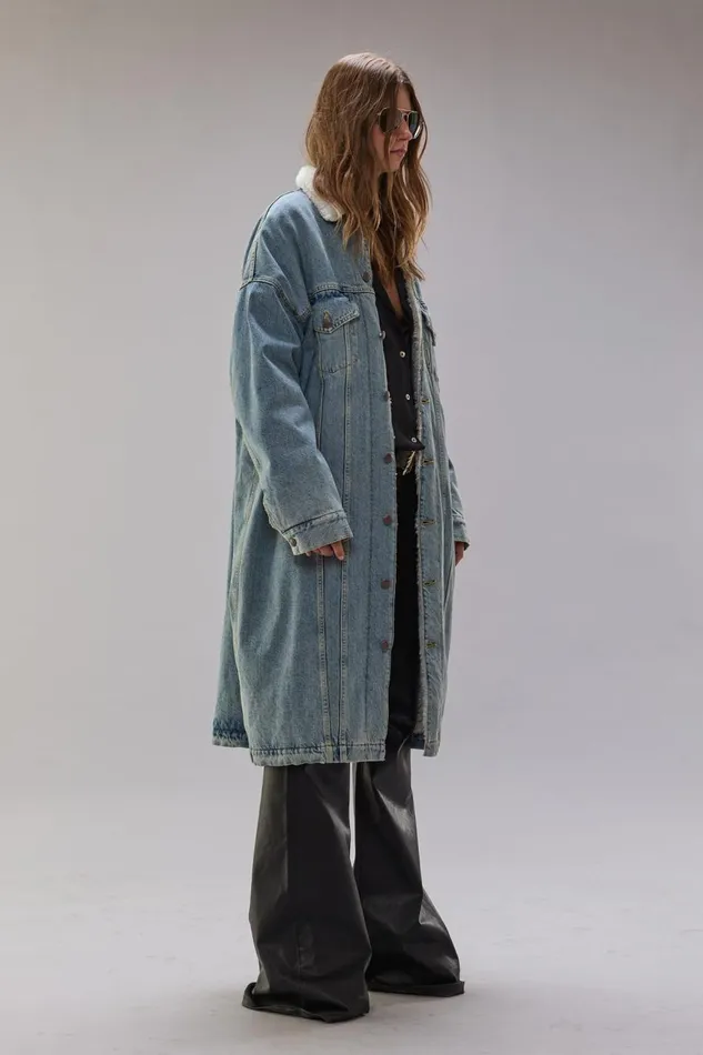 R13 Jackets and Coats Women LYLE TRUCKER COAT 8211 SLATE BLUE